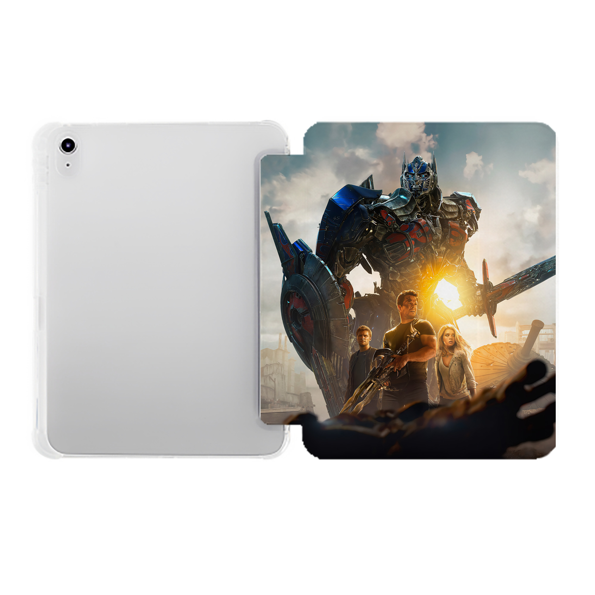 （画像用） Transformers トランスフォーマー IPad ケース ペン収納付き 三つ折りスタンド PUレザー×シリコン 対応機種9.5/10.5/10.9インチ